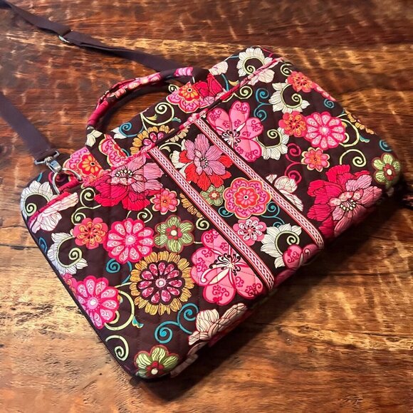 Vera Bradley Firm Quilted Laptop Bag With Floral Design - Picture 1 of 10